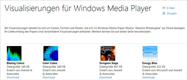 Windows Media Player Plugin - Visualisierung