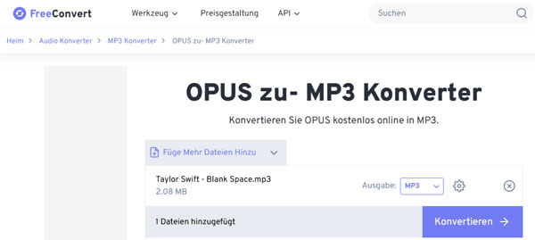 FreeConvert OPUS to MP3 Converter