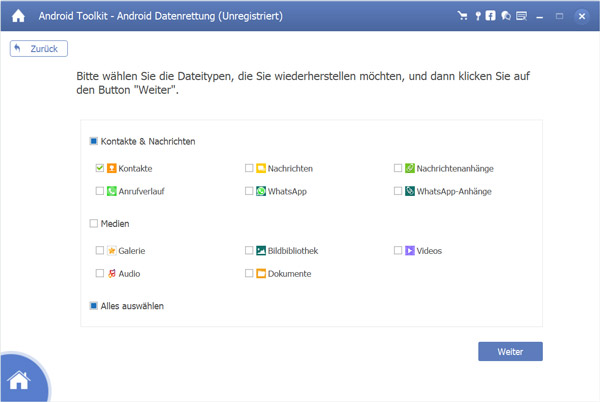 gelöschten Android-Kontakte scannen