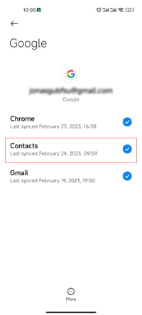 Android-Kontakte sichern über Google