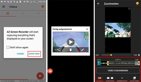 Bildschirm aufnehmen mit AZ Screen Recorder