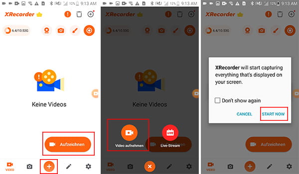 Bildschirm aufnehmen mit XRecorder