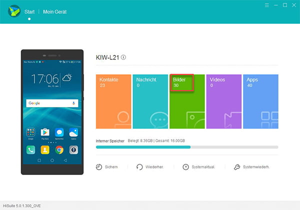 Huawei-Bilder mit HI Suite übertragen