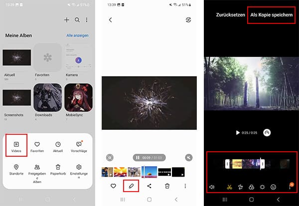 Video mit Galerie-App schneiden