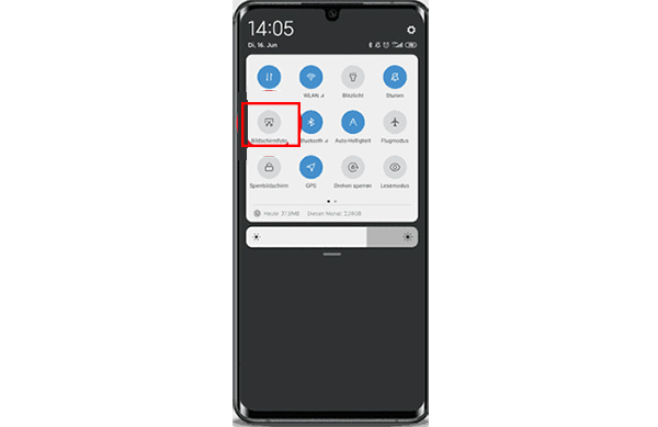 Xiaomi-Screenshot erfassen über Widget