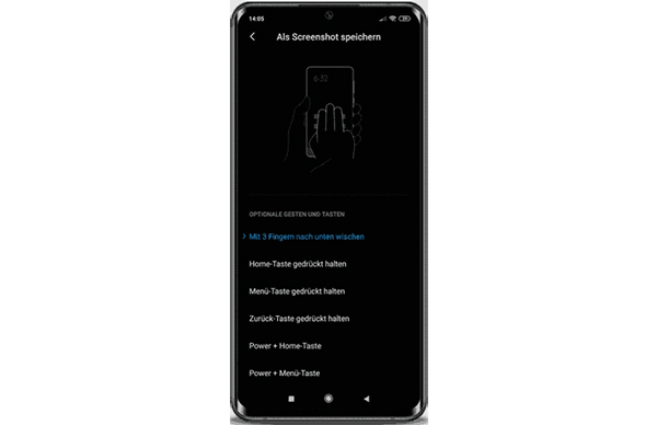 Xiaomi-Screenshot erstellen per Wischgeste