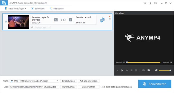 FLV-Datei in den Converter importieren