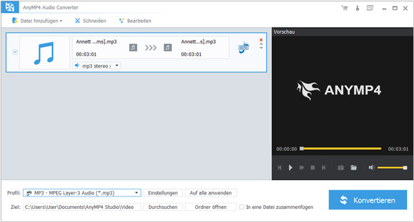MP3-Datei in AnyMP4 Audio Converter laden