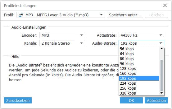 MP3-Bitrate ändern