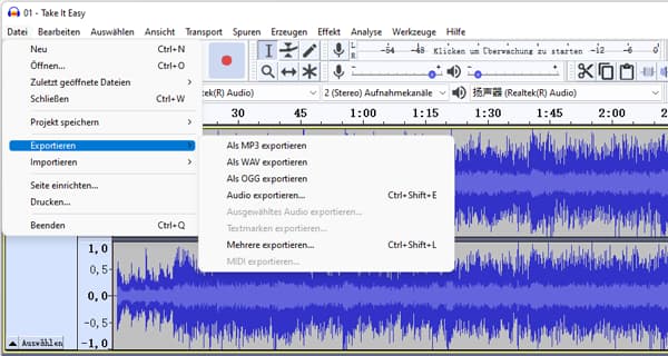 AAC-Datei konvertieren mit Audacity