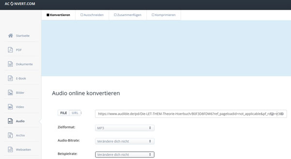 AAX zu MP3 online konvertieren