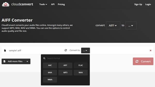 AIFF-Datei konvertieren mit CloudConvert
