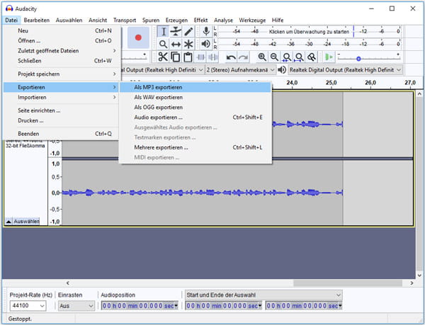 Audiodatei sichern