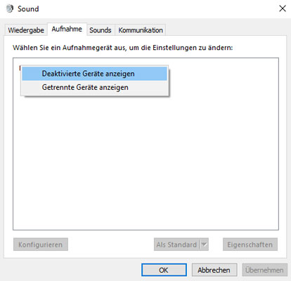 Deaktivierte Geräte anzeigen