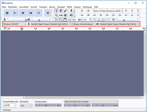 Einstellungen für Audacity