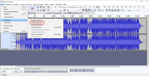 FLAC in WAV konvertieren mit Audacity