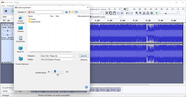 M4A komprimieren mit Audacity