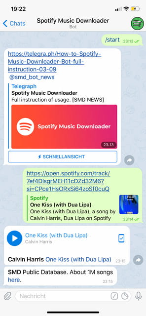 Spotify in MP3 herunterladen mit einem Telegram-Bot