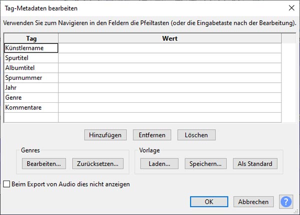 Tag-Metadaten bearbeiten