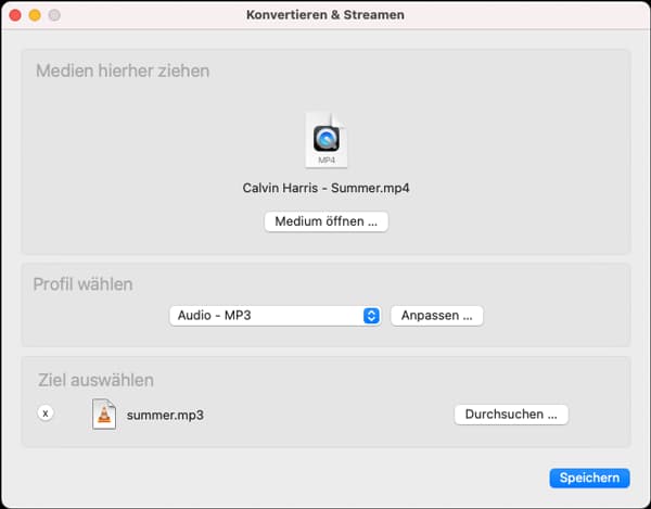 VLC: MP4 in MP3 auf Mac umwandeln