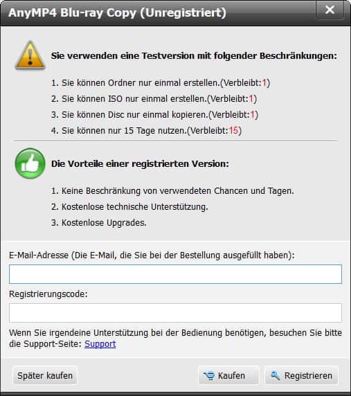 Registrieren erledigen
