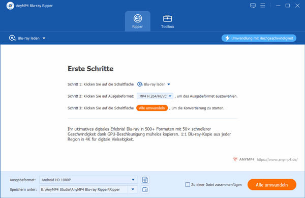 Blu-ray Disk ins Programm laden