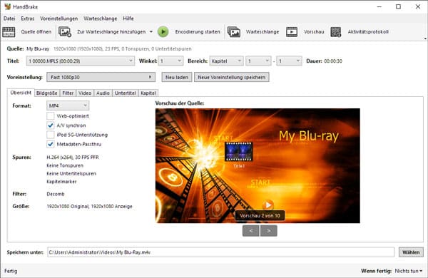 Blu-ray digitalisieren mit HandBrake