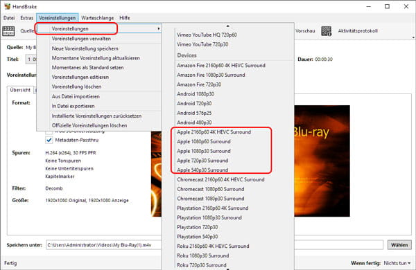 Blu-ray für iPad umwandeln mit HandBrake