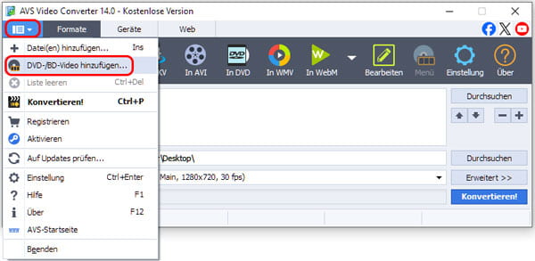 Blu-ray in AVS Video Converter hinzufügen