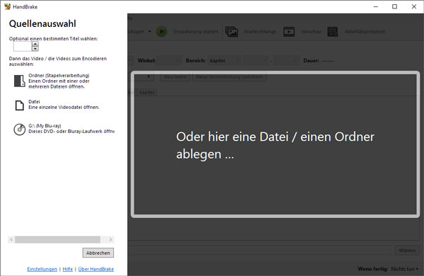 Blu-ray in HandBrake hinzufügen