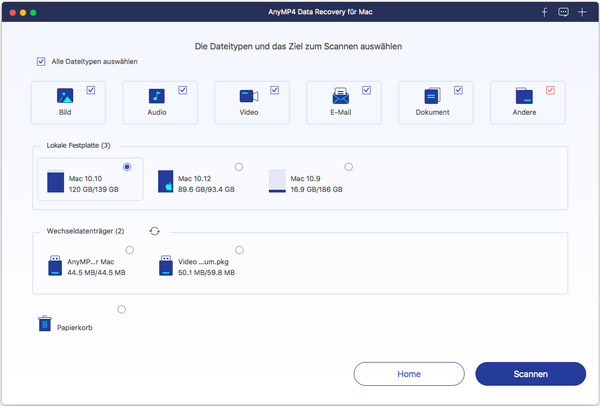 AnyMP4 Data Recovery für Mac