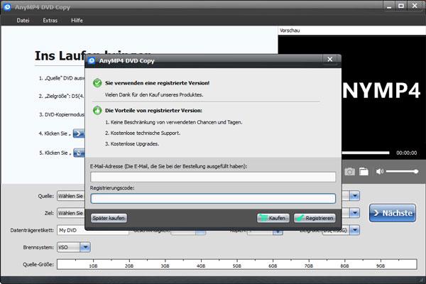 AnyMP4 DVD Copy registrieren