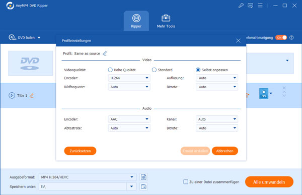 Profileinstellungen anpassen
