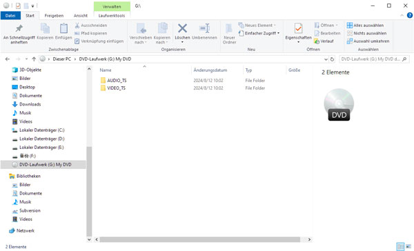DVD im Datei Explorer anzeigen