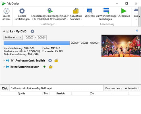DVD in MP4 umwandeln mit VidCoder
