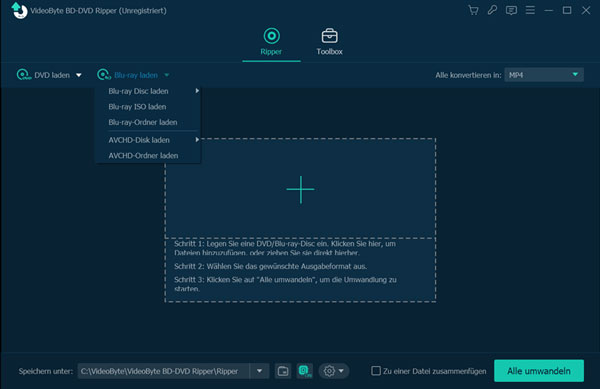 DVD in VideoByte BD-DVD Ripper laden