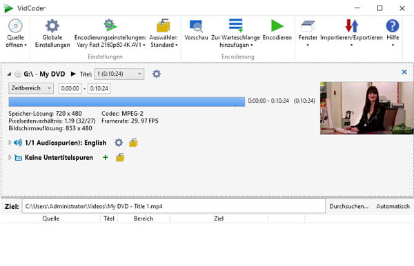 DVD mit VidCoder digitalisieren