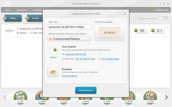 DVD in MP3 rippen mit Freemake Video Converter