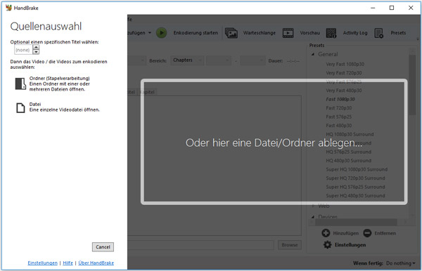 Blu-ray in WebM umwandeln mit HandBrake