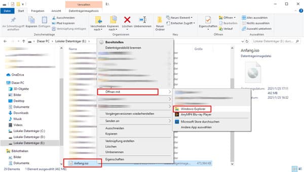 ISO-Datei auf Windows öffnen