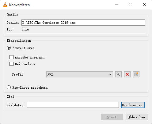 ISO in AVI umwandeln mit VLC