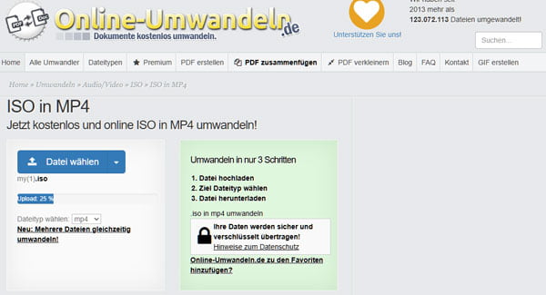 ISO in MP4 online umwandeln