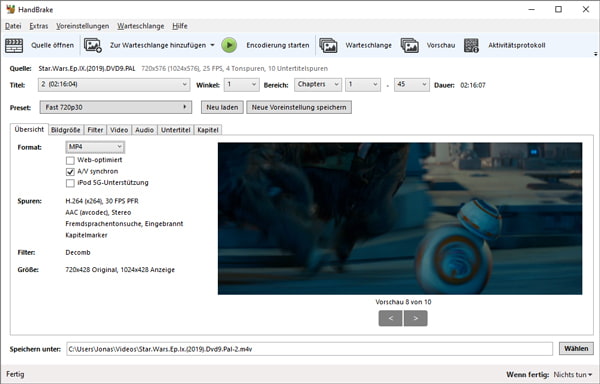 ISO in MP4 umwandeln mit HandBrake