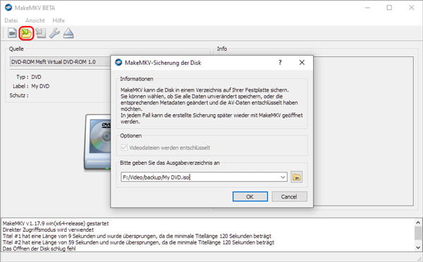 Kopiergeschützte DVD rippen mit MakeMKV