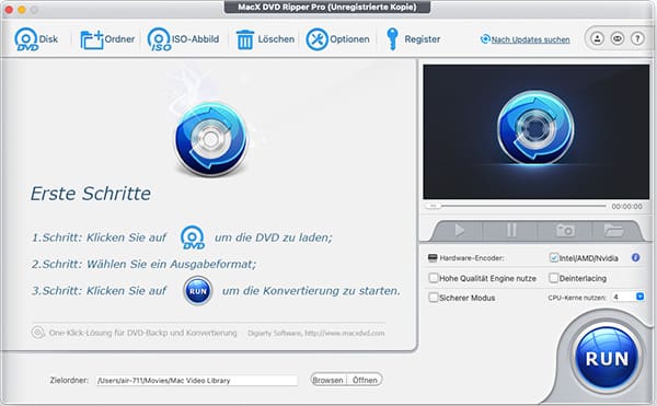 Oberfläche von MacX DVD Ripper Pro