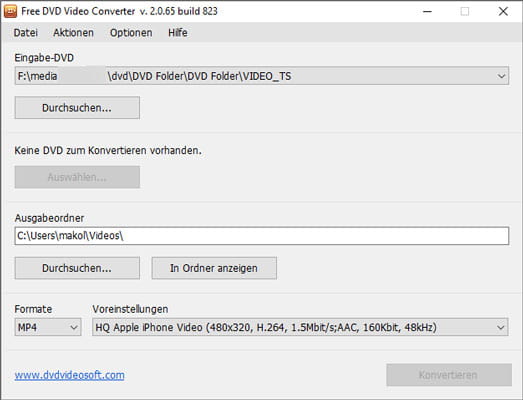 Ungeschützte DVD auswählen