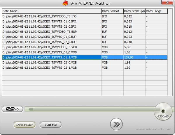 Video Datei in WinX laden 