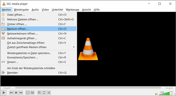 VLC Medium öffnen
