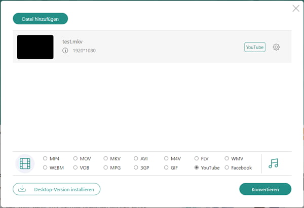 MKV für YouTube umwandeln online