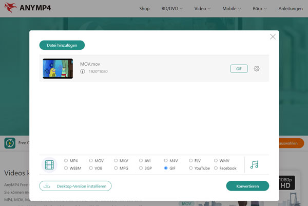 MOV in GIF umwandeln
